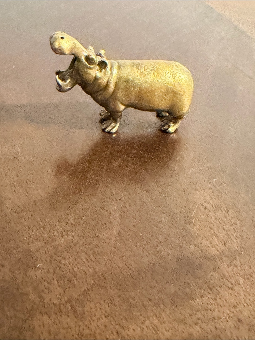 New Vintage-Style Brass Hippo Figurine - 1.75" Long